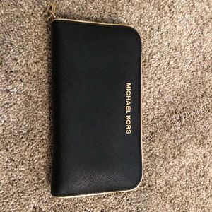 Black Michael Kors Wallet with Gold Trim